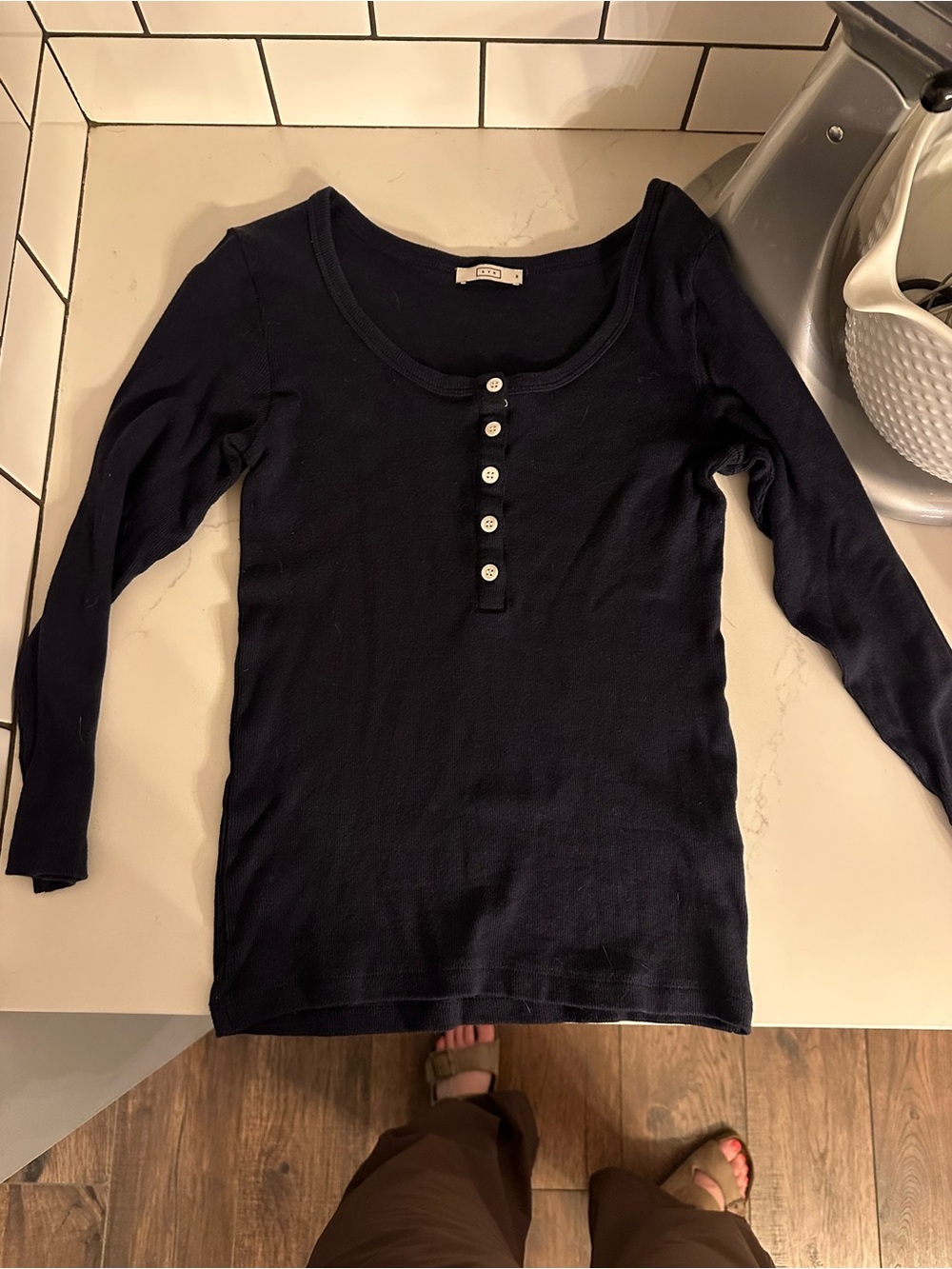 AYR Navy Long-Sleeve Henley Top